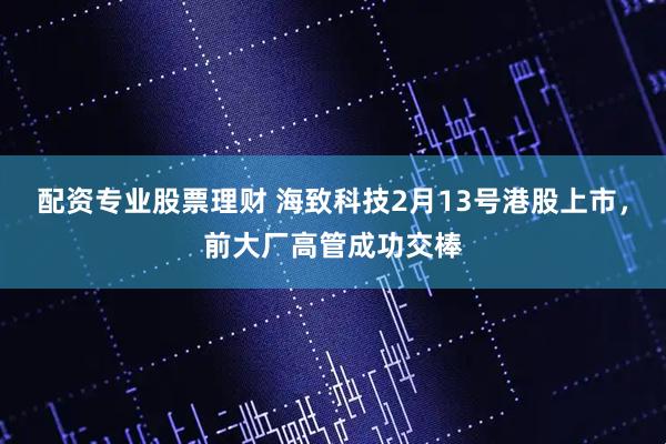 配资专业股票理财 海致科技2月13号港股上市，前大厂高管成功交棒